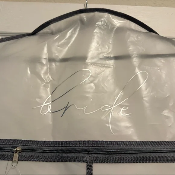 David's Bridal White and Gray Travel Garment Bag - Picture 6 of 7
